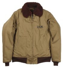 画像1: FREEWHEELERS & CO. ["Construction Battalion" USN GROUND CREW JACKET CIVILIAN MODEL #2231010 DARK BEIGE size.42] (1)
