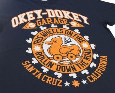 画像4: ’BO’S GLAD RAGS [Mid 1960s Printed Tee Shirt OKEY-DOKEY GARAGE, SANTA CRUZ Part2 “THIS WHEEL’S ON FIRE” Navy size.L] (4)