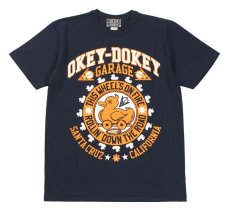 画像1: ’BO’S GLAD RAGS [Mid 1960s Printed Tee Shirt OKEY-DOKEY GARAGE, SANTA CRUZ Part2 “THIS WHEEL’S ON FIRE” Navy size.L] (1)