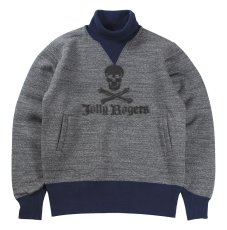 画像1: FREEWHEELERS & CO. ["U.S.NAVY VF-17 Jolly Rogers" TURTLE NECK SWEAT SHIRT #2434012 GRAINED CHARCOAL GRAY×OLD NAVY size.44] (1)