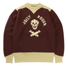 画像1: FREEWHEELERS & CO. ["USAAF 90TH BG 320TH BSQ JOLLY ROGER" ATHLETIC SWEAT SHIRT #2434011 OLD BROWN×DRY BEIGE size.36,42,44] (1)