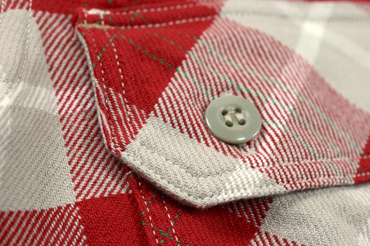 画像7: FREEWHEELERS & CO. ＜MOTOR PSYCLONE GARAGE SERIES＞ ["NOMAD" WORK SHIRT #2433001 ORANGE RED×GRAY BEIGE×CREAM×GREEN size.16,17] (7)