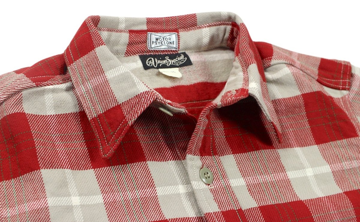 画像3: FREEWHEELERS & CO. ＜MOTOR PSYCLONE GARAGE SERIES＞ ["NOMAD" WORK SHIRT #2433001 ORANGE RED×GRAY BEIGE×CREAM×GREEN size.16,17] (3)