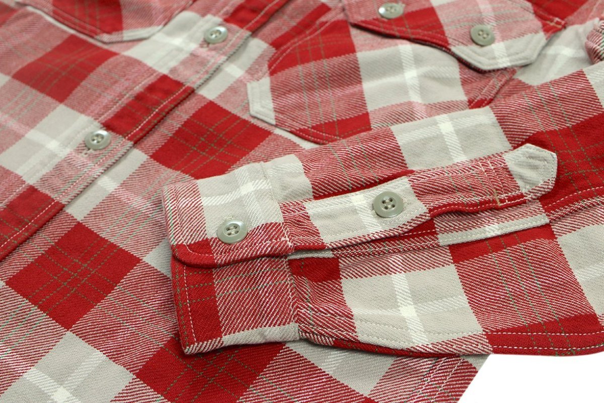 画像8: FREEWHEELERS & CO. ＜MOTOR PSYCLONE GARAGE SERIES＞ ["NOMAD" WORK SHIRT #2433001 ORANGE RED×GRAY BEIGE×CREAM×GREEN size.16,17] (8)