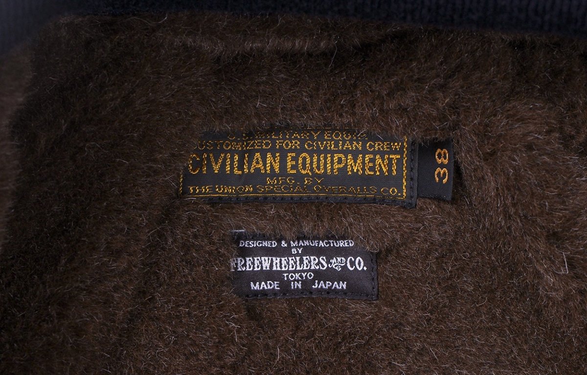 画像4: FREEWHEELERS & CO. ["KNUCKLE BONES" on "AAF 90thBG 400thBSQ" CIVILIAN DECK JACKET #2531004 DARK NAVY size.34,36,38,40,42,44] (4)
