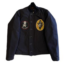 画像1: FREEWHEELERS & CO. ["KNUCKLE BONES" on "AAF 90thBG 400thBSQ" CIVILIAN DECK JACKET #2531004 DARK NAVY size.34,36,38,40,42,44] (1)