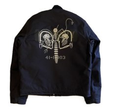 画像2: FREEWHEELERS & CO. ["KNUCKLE BONES" on "AAF 90thBG 400thBSQ" CIVILIAN DECK JACKET #2531004 DARK NAVY size.34,36,38,40,42,44] (2)