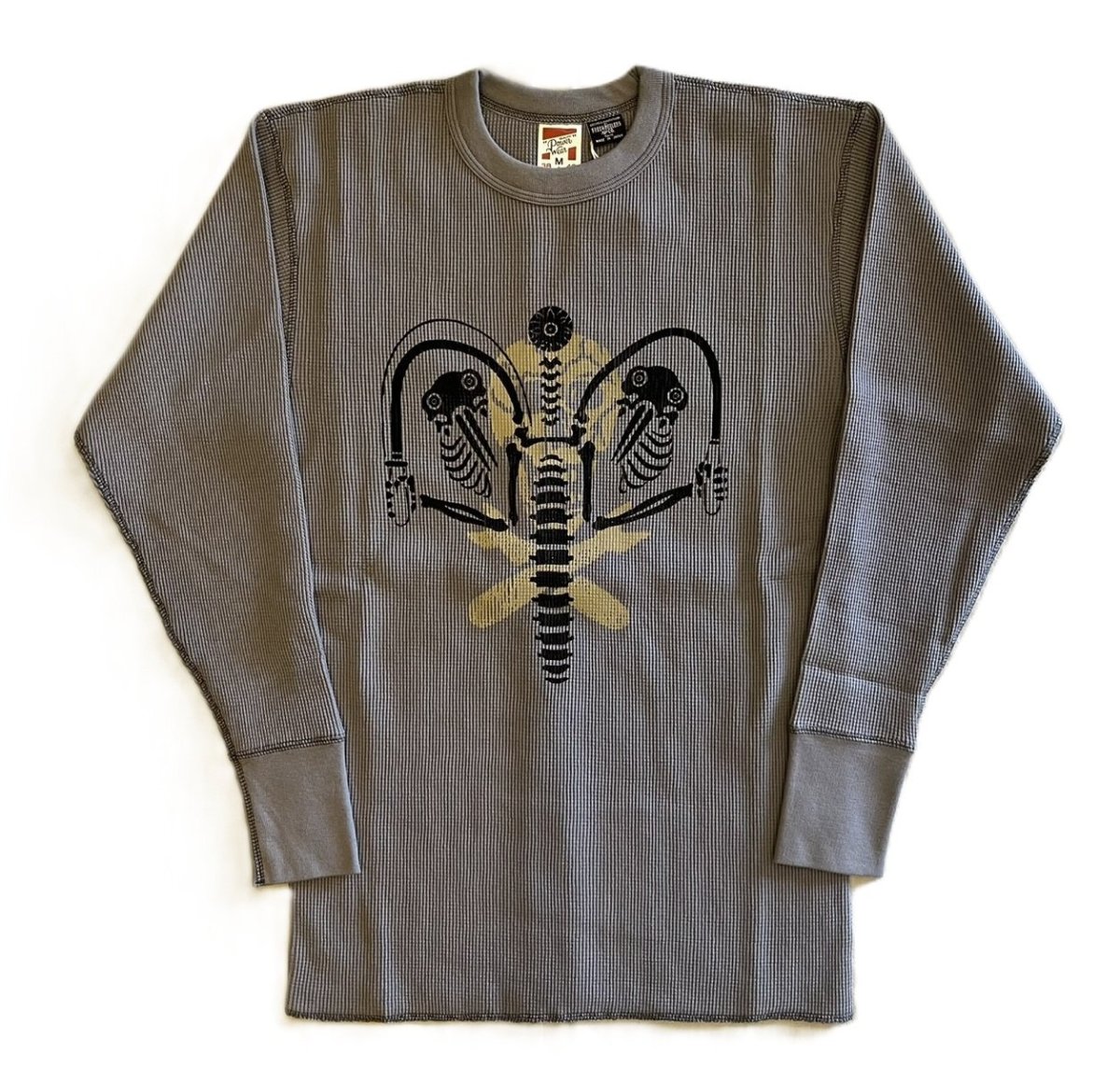 画像1: FREEWHEELERS & CO. ["KNUCKLE BONES" on "AAF 90thBG 400thBSQ" CREW NECKED THERMAL LONG SLEEVE SHIRT #2535008 MEDIUM GRAY size.S,M,L,XL] (1)