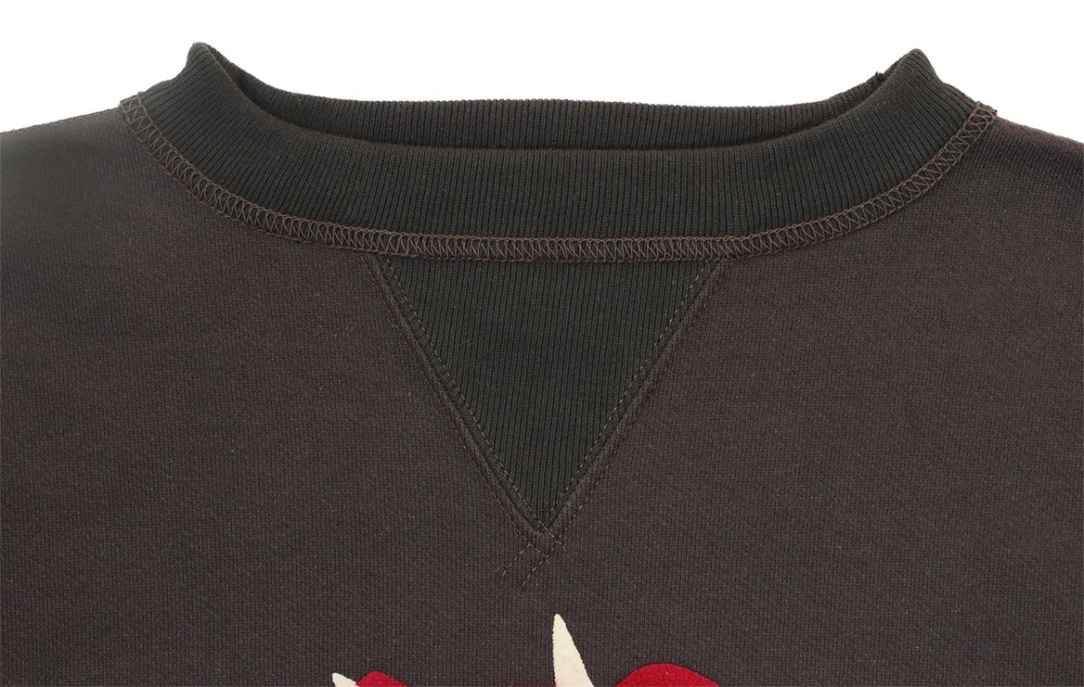 画像3: FREEWHEELERS & CO. ["Devil Dog" DOUBLE V SWEAT SHIRT #2534003 CHARCOAL BLACK×SOOT BLACK size.38,40,42,44,46] (3)