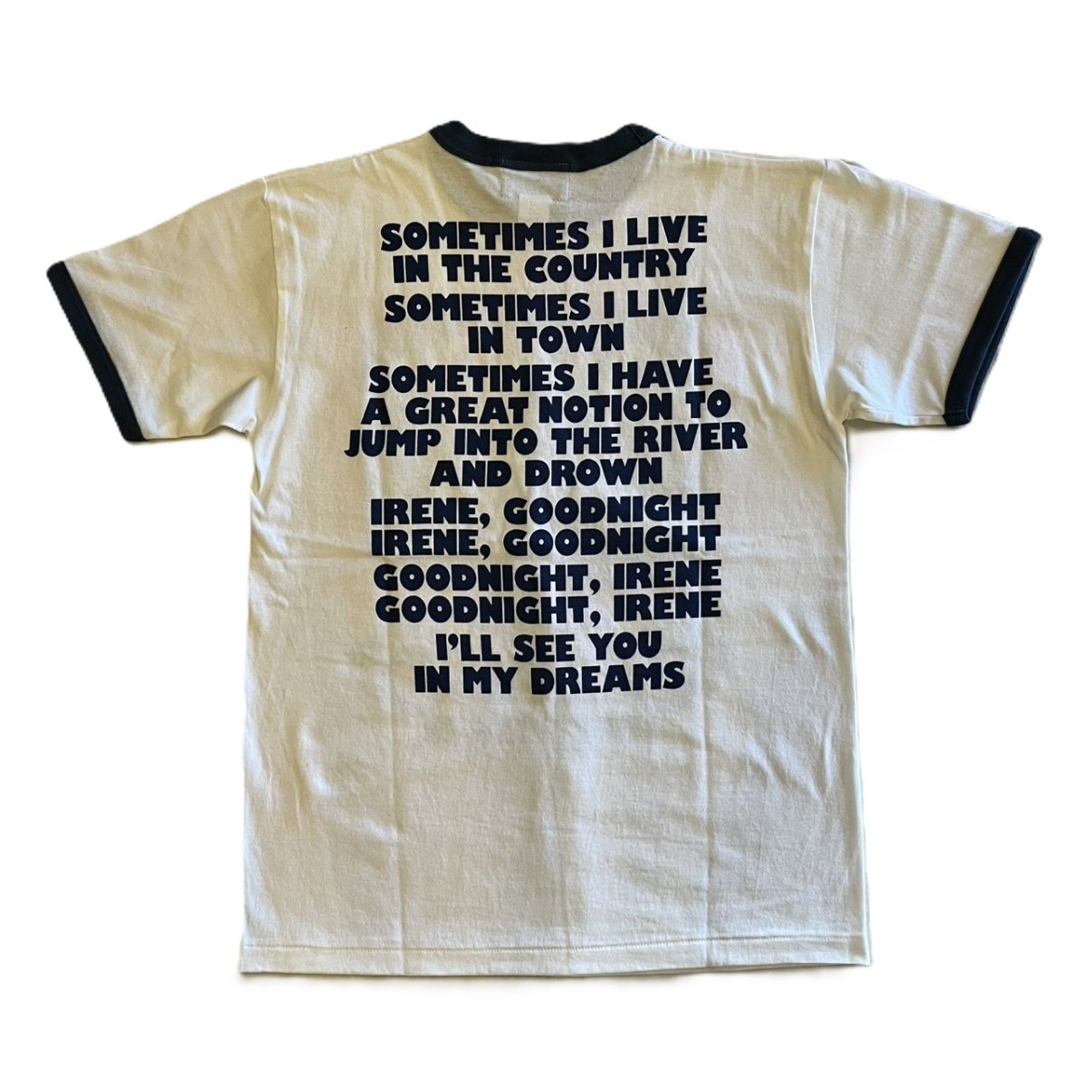 画像2: ’BO’S GLAD RAGS [100% Cotton Ringer Tee “Goodnight Irene” Washout White×Fadeout Navy size.M,L,XL] (2)