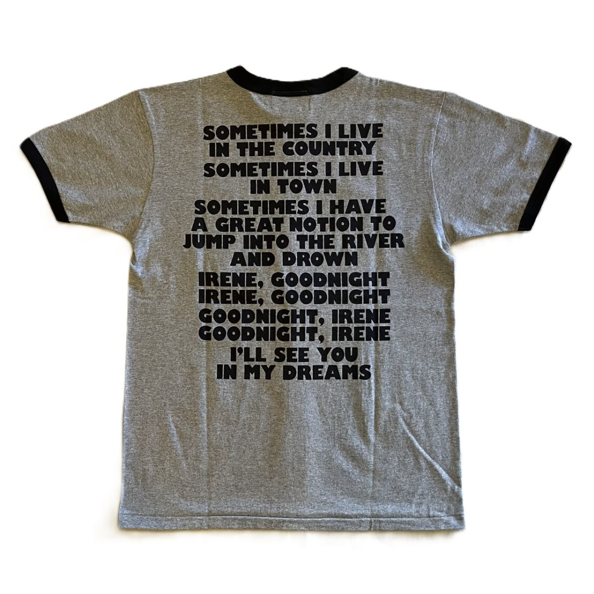 画像2: ’BO’S GLAD RAGS [100% Cotton Ringer Tee “Goodnight Irene” Heather Gray× Washout Black size.M,L,XL] (2)