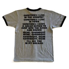 画像2: ’BO’S GLAD RAGS [100% Cotton Ringer Tee “Goodnight Irene” Heather Gray× Washout Black size.M,L,XL] (2)