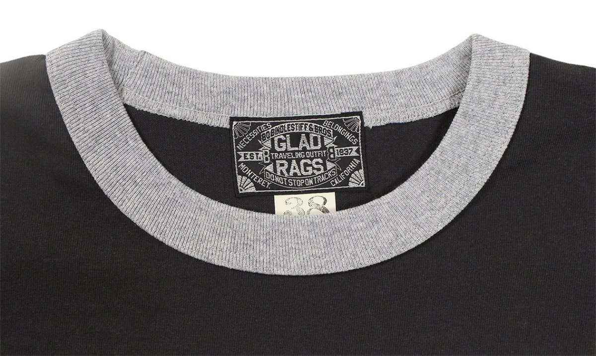 画像3: ’BO’S GLAD RAGS [100% Cotton Ringer Tee “Goodnight Irene” Washout Black×Heather Gray size.M,XL] (3)