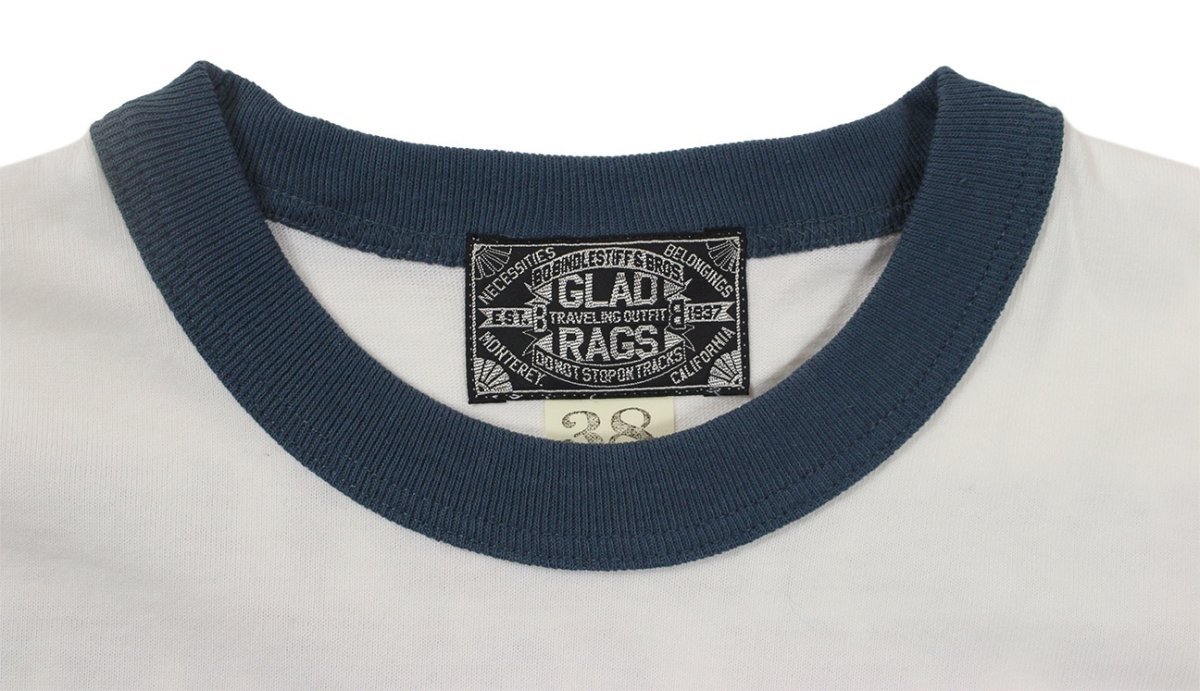画像3: ’BO’S GLAD RAGS [100% Cotton Ringer Tee “Goodnight Irene” Washout White×Fadeout Navy size.M,L,XL] (3)