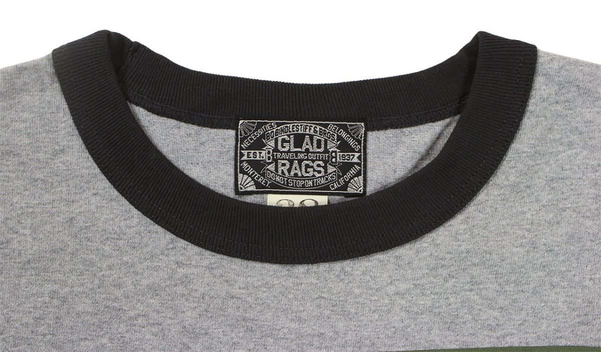 画像3: ’BO’S GLAD RAGS [100% Cotton Ringer Tee “Goodnight Irene” Heather Gray× Washout Black size.M,L,XL] (3)