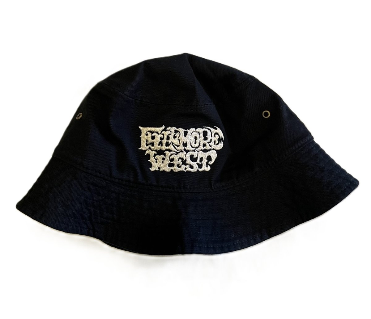 画像1: ’BO’S GLAD RAGS [San Francisco Curios Embroidery Bucket Hat “Fillmore West 1968” Wash-Out Black size.S-M,L-XL] (1)