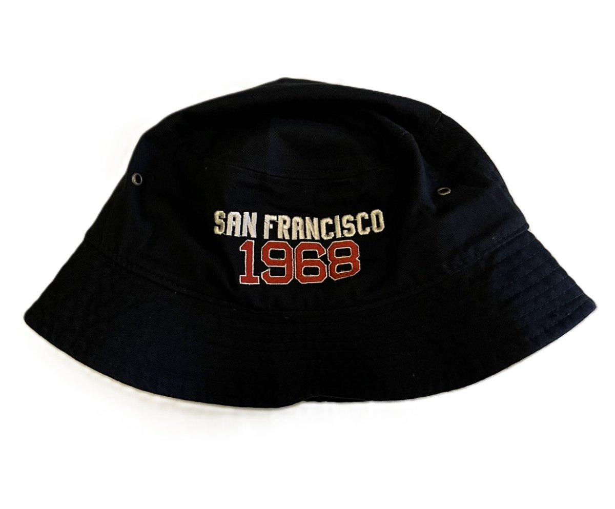 画像2: ’BO’S GLAD RAGS [San Francisco Curios Embroidery Bucket Hat “Fillmore West 1968” Wash-Out Black size.S-M,L-XL] (2)