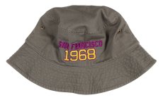 画像2: ’BO’S GLAD RAGS [San Francisco Curios Embroidery Bucket Hat “Fillmore West 1968” Olive Gray size.S-M,L-XL] (2)