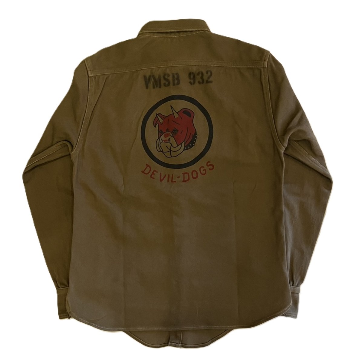 画像2: FREEWHEELERS & CO. [1944 U.S.M.C. Marine Scout Bombing SQ932 "TEUFELHUND" Gemsa #2533002 KHAKI OLIVE size.14,15,16,17,17 1/2] (2)