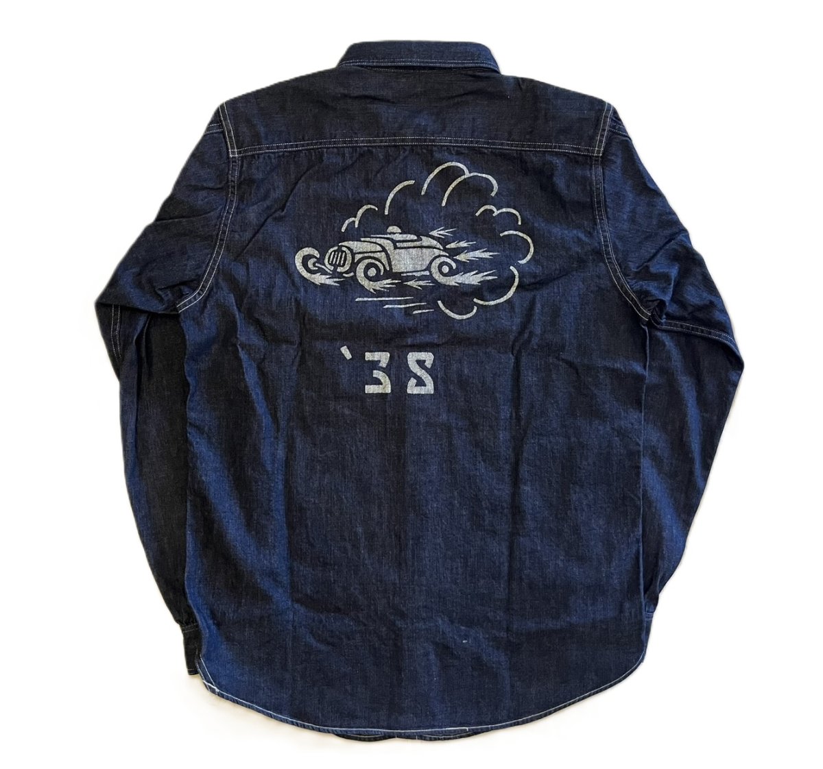 画像2: FREEWHEELERS & CO. [HOTRODDER CUSTOM "V8 ROADSTER" Birner MECHANIC SHIRT #2623003 8.5oz INDIGO DENIM size.14,15,16,17,17 1/2] (2)