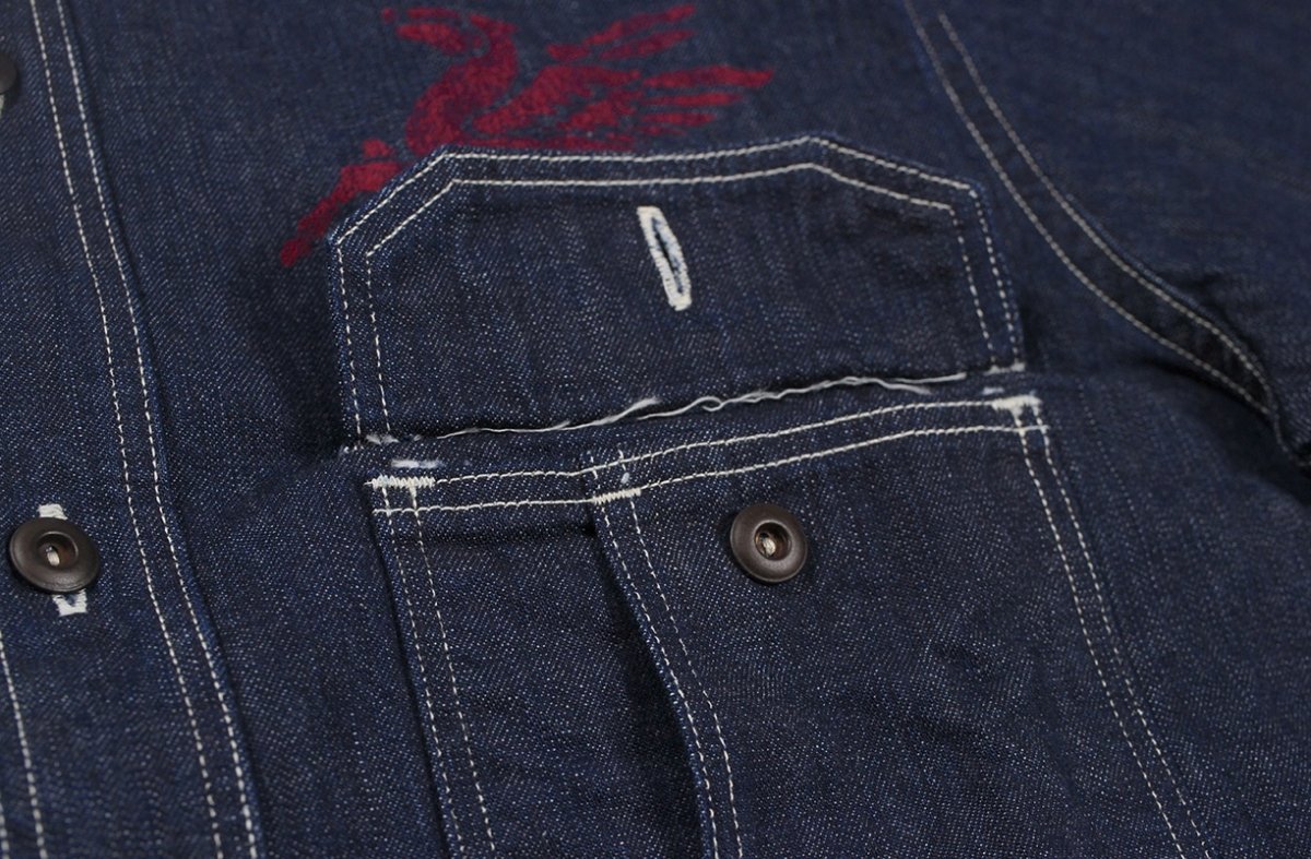 画像11: FREEWHEELERS & CO. [HOTRODDER CUSTOM "V8 ROADSTER" Birner MECHANIC SHIRT #2623003 8.5oz INDIGO DENIM size.14,15,16,17] (11)