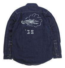 画像2: FREEWHEELERS & CO. [HOTRODDER CUSTOM "V8 ROADSTER" Birner MECHANIC SHIRT #2623003 8.5oz INDIGO DENIM size.14,15,16,17] (2)
