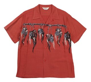 STAR OF HOLLYWOOD HOPSACK RAYON OPEN SHIRT “SHRUNKEN HEAD” Lot No