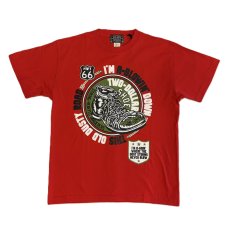 画像1: ’BO’S GLAD RAGS [100% Cotton Tee “Blowin’ Down This Old Dusty Road” by Woody Guthrie Scarlet size.M,L,XL] (1)