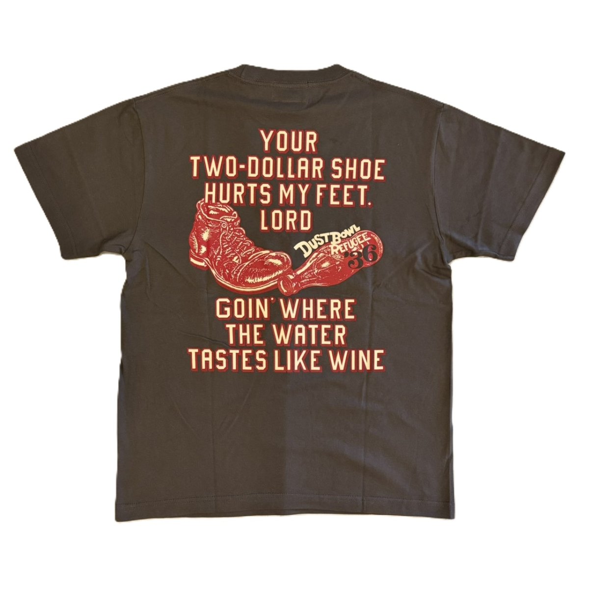 画像2: ’BO’S GLAD RAGS [100% Cotton Tee “Blowin’ Down This Old Dusty Road” by Woody Guthrie Fade Black size.M,L,XL] (2)