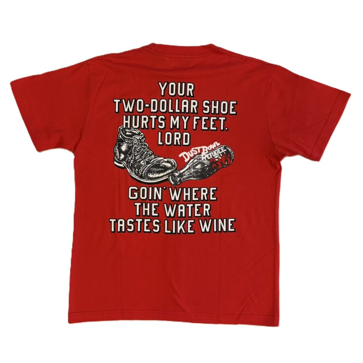 画像2: ’BO’S GLAD RAGS [100% Cotton Tee “Blowin’ Down This Old Dusty Road” by Woody Guthrie Scarlet size.M,L,XL] (2)