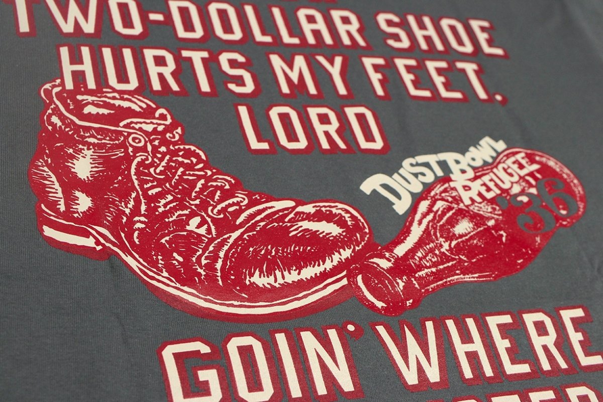 画像8: ’BO’S GLAD RAGS [100% Cotton Tee “Blowin’ Down This Old Dusty Road” by Woody Guthrie Fade Black size.M] (8)