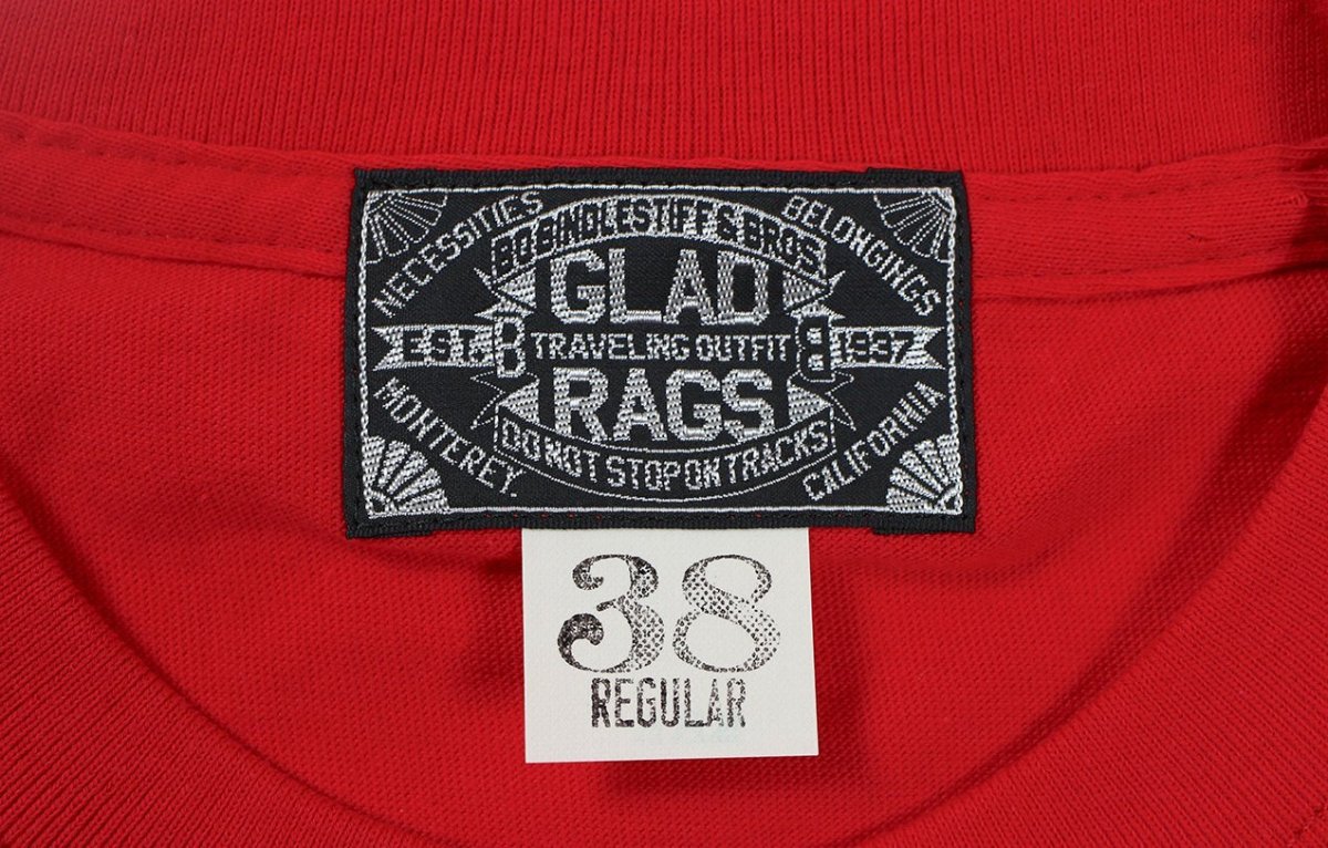 画像4: ’BO’S GLAD RAGS [100% Cotton Tee “Blowin’ Down This Old Dusty Road” by Woody Guthrie Scarlet size.M,L,XL] (4)