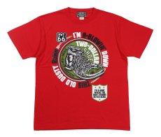 画像1: ’BO’S GLAD RAGS [100% Cotton Tee “Blowin’ Down This Old Dusty Road” by Woody Guthrie Scarlet size.M,L,XL] (1)