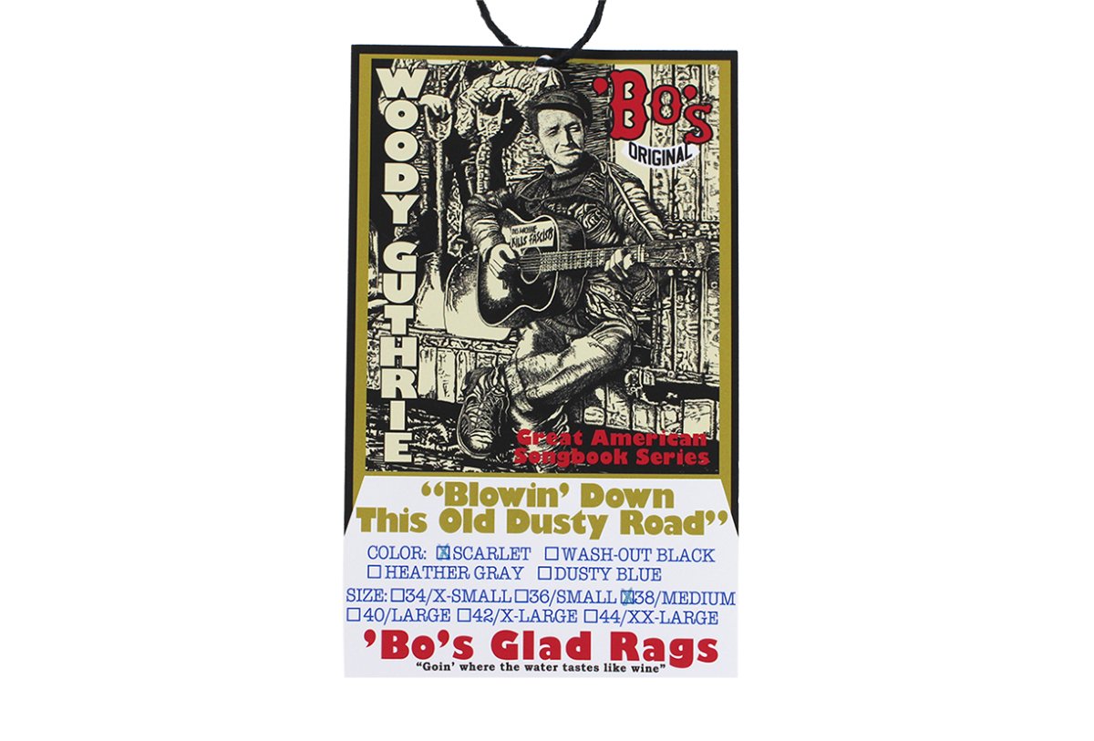 画像10: ’BO’S GLAD RAGS [100% Cotton Tee “Blowin’ Down This Old Dusty Road” by Woody Guthrie Scarlet size.M,L,XL] (10)