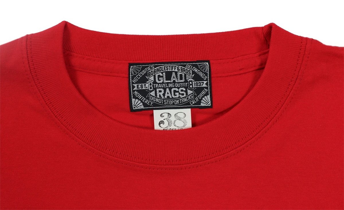 画像3: ’BO’S GLAD RAGS [100% Cotton Tee “Blowin’ Down This Old Dusty Road” by Woody Guthrie Scarlet size.M,L,XL] (3)