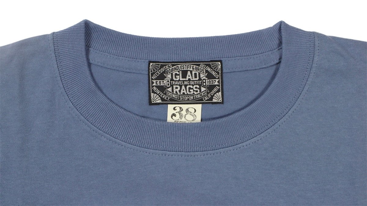画像3: ’BO’S GLAD RAGS [100% Cotton Tee “Blowin’ Down This Old Dusty Road” by Woody Guthrie Dusty Blue size.L] (3)