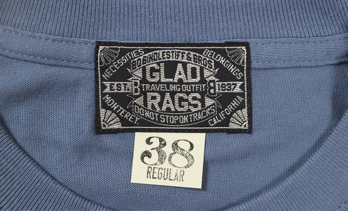 画像4: ’BO’S GLAD RAGS [100% Cotton Tee “Blowin’ Down This Old Dusty Road” by Woody Guthrie Dusty Blue size.L] (4)