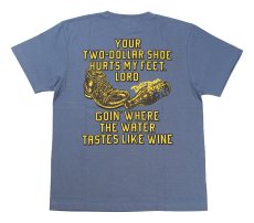 画像2: ’BO’S GLAD RAGS [100% Cotton Tee “Blowin’ Down This Old Dusty Road” by Woody Guthrie Dusty Blue size.L] (2)